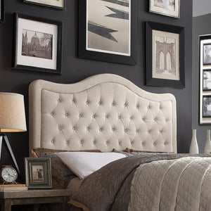 Darby Upholstered Button Tufted Curved Top Headboard