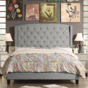 Harper Tufted Upholstered Nailhead Wingback Tall Bed
