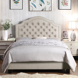 Andover Upholstered Button Tufted Curved Top Panel Bed