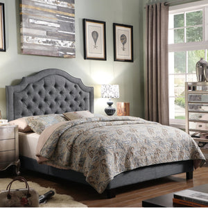 Andover Upholstered Button Tufted Curved Top Panel Bed