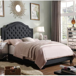 Andover Upholstered Button Tufted Curved Top Panel Bed