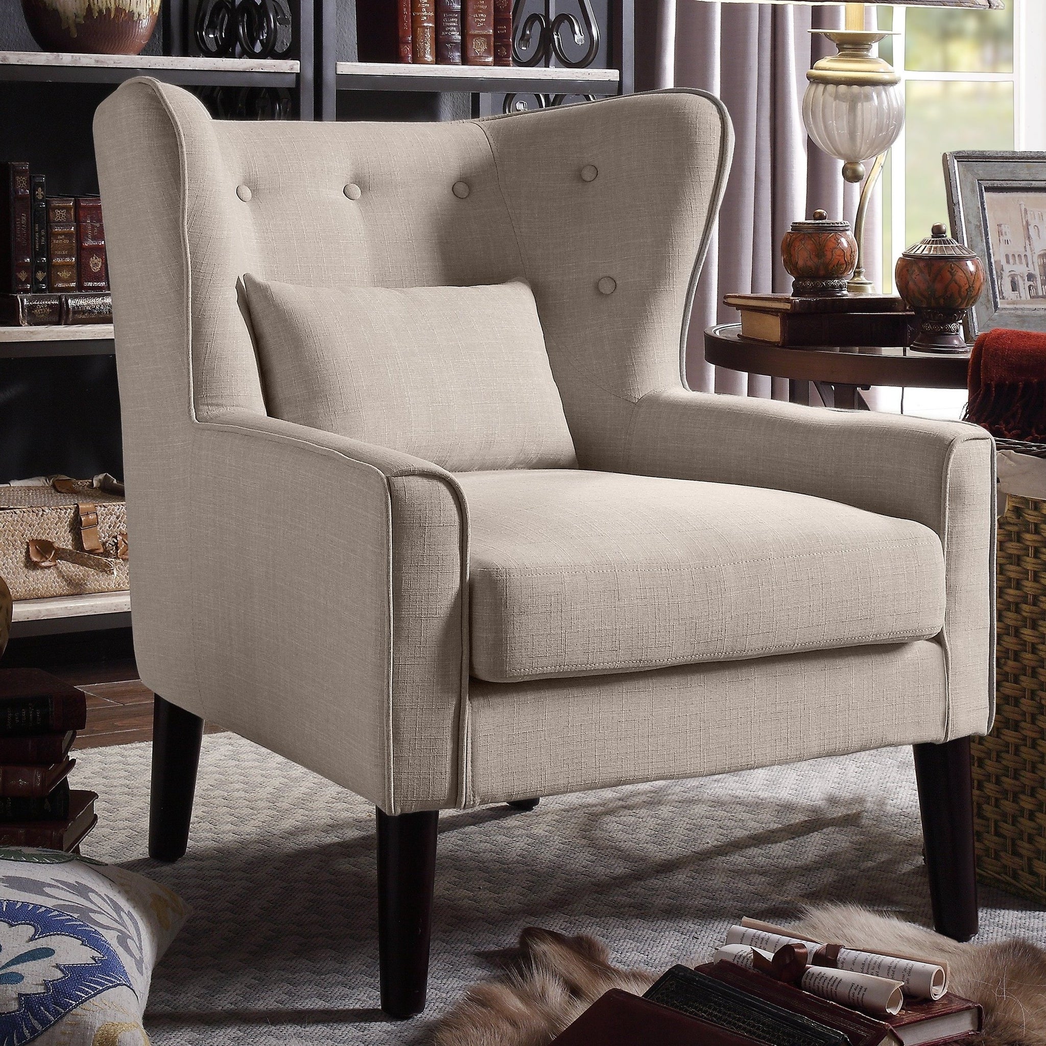 Kin Tufted Wingback Chair with Back Cushion