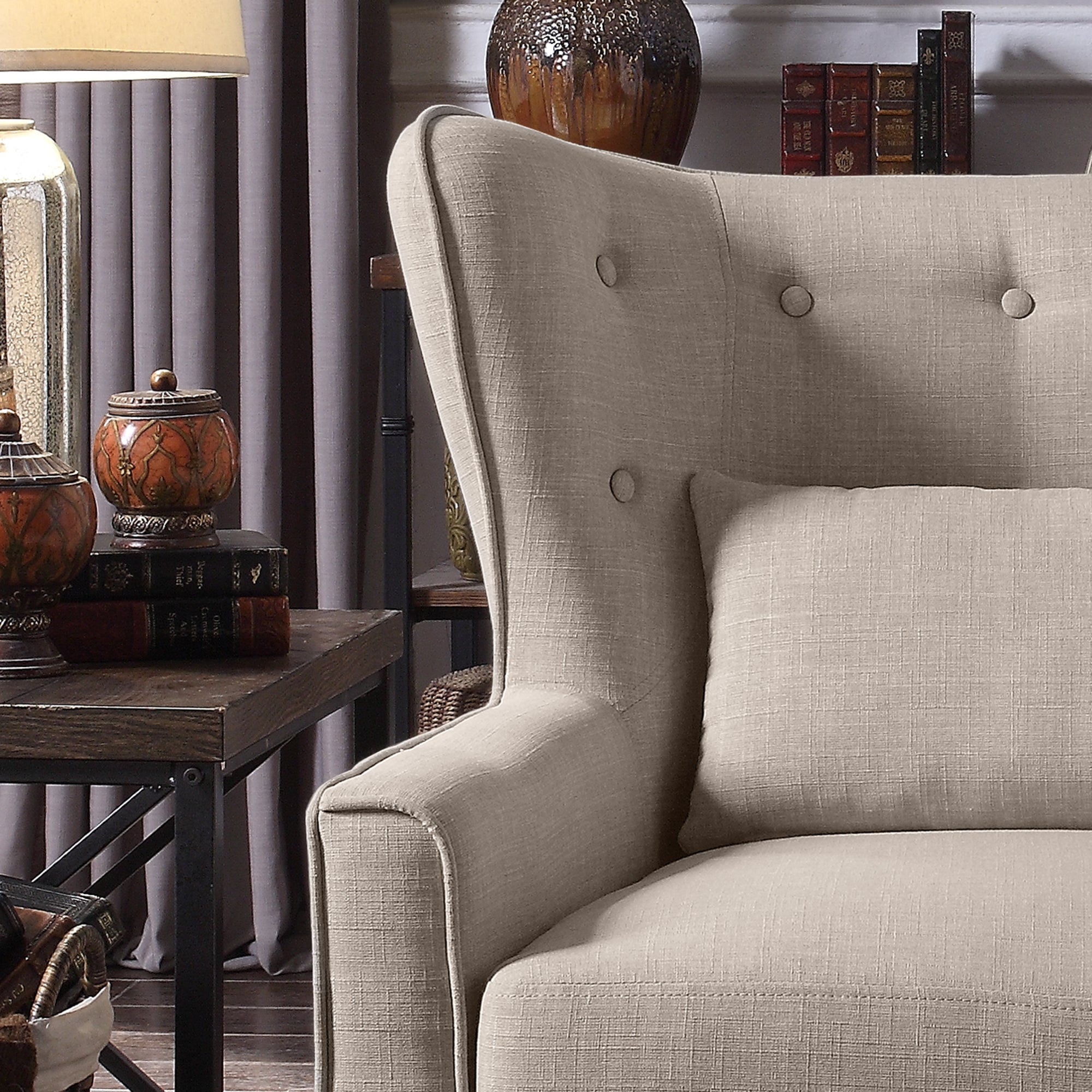 Kin Tufted Wingback Chair with Back Cushion – Millbury Home