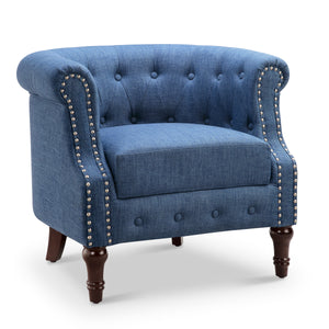 Adeline Chesterfield Rolled Out with Nailhead Trim Barrel Arm Chair