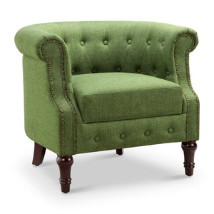 Adeline Chesterfield Rolled Out with Nailhead Trim Barrel Arm Chair