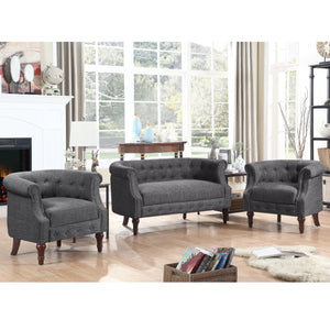 Adeline Chesterfield Rolled Out with Nailhead Trim 3 Piece Living Room Set