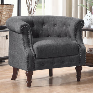 Adeline Chesterfield Rolled Out with Nailhead Trim Barrel Arm Chair