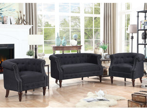 Adeline Chesterfield Rolled Out with Nailhead Trim 3 Piece Living Room Set