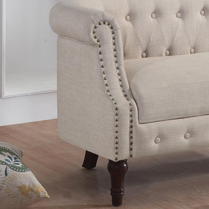 Adeline Chesterfield Rolled Out with Nailhead Trim Loveseat