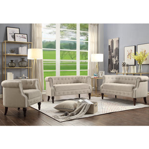 Adeline Chesterfield Rolled Out with Nailhead Trim 3 Piece Living Room Set
