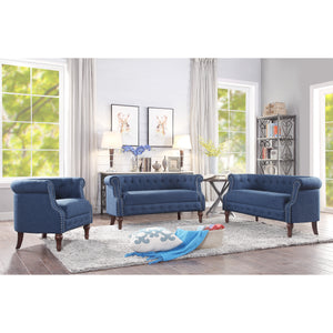 Adeline Chesterfield Rolled Out with Nailhead Trim 3 Piece Living Room Set