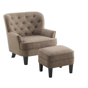 Gustavo Tufted Wingback Nailhead Trim Contemporary Accent Chair with Ottoman