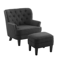 Load image into Gallery viewer, Gustavo Tufted Wingback Nailhead Trim Contemporary Accent Chair with Ottoman