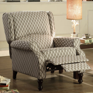 Westeros Traditional Wingback Fabric Roll Arm Push Back Recliner Chair