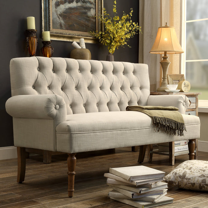Herma Signature Chesterfield Scrolled Arm Tufted Upholstered Loveseat