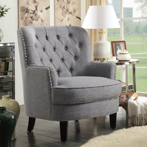 Gustavo Tufted Wingback Nailhead Trim Contemporary Accent Chair