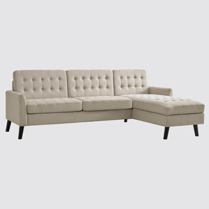 Issac Linen Tufted Square Arm Sofa Sectional with Chaise