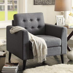 Issac Linen Tufted Square Arm Chair