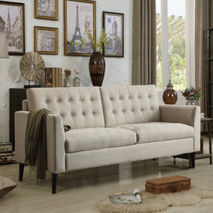 Issac Linen Tufted Square Arm Sofa