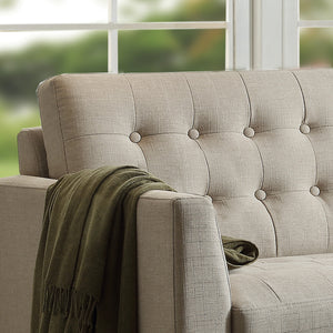 Issac Linen Tufted Square Arm Sofa