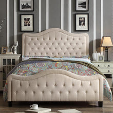 Load image into Gallery viewer, Darby Upholstered Button Tufted Curved Top Panel Bed with High Footboard