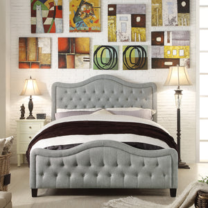 Darby Upholstered Button Tufted Curved Top Panel Bed with High Footboard