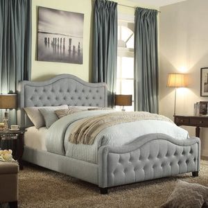 Darby Upholstered Button Tufted Curved Top Panel Bed with High Footboard