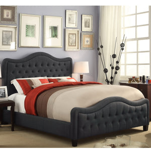 Darby Upholstered Button Tufted Curved Top Panel Bed with High Footboard