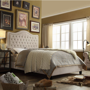 Darby Upholstered Button Tufted Curved Top Panel Bed