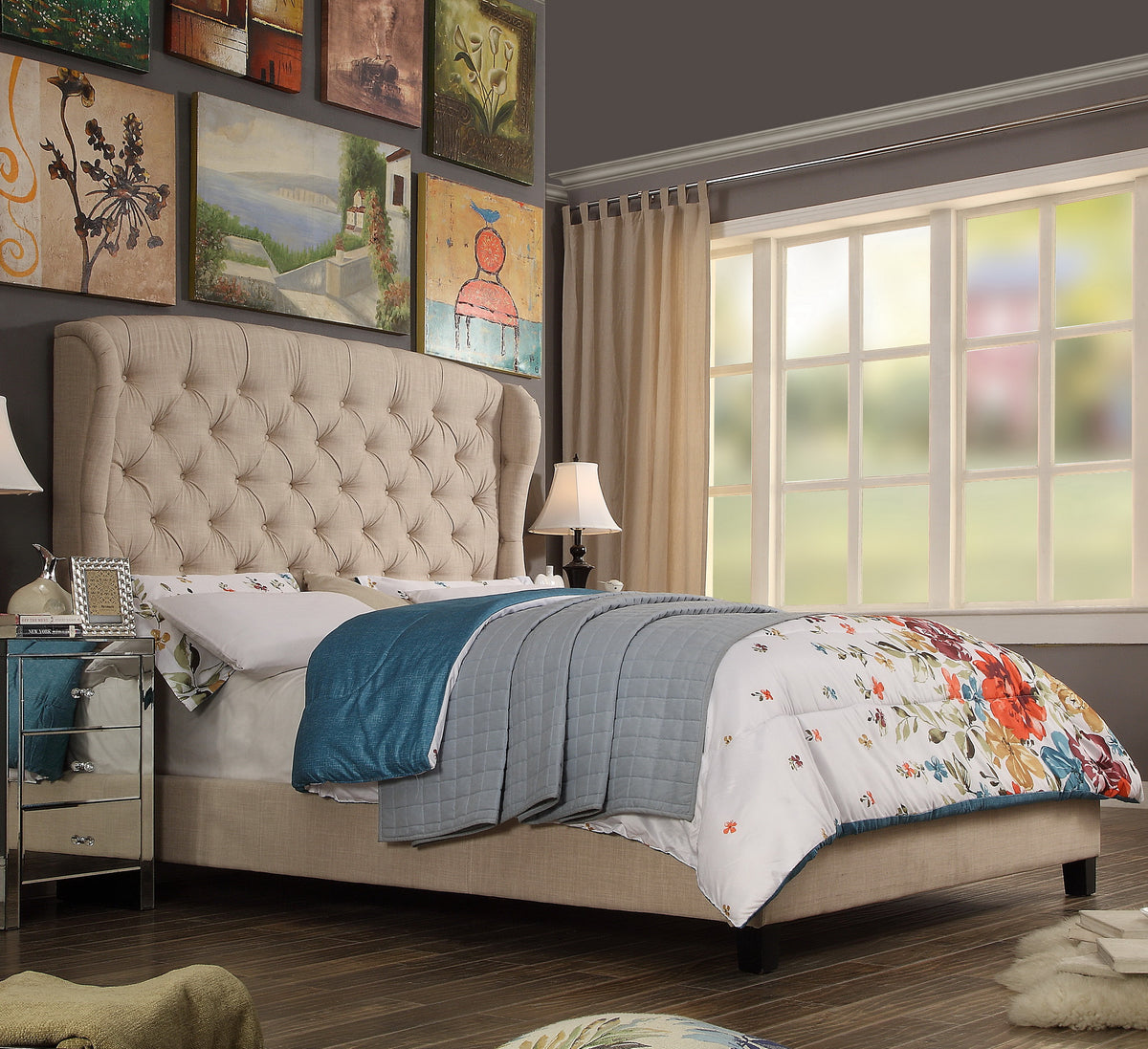 Brockville Upholstered Wingback Tufted Panel Bed – Millbury Home