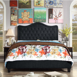Darby Upholstered Button Tufted Curved Top Panel Bed
