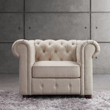 Load image into Gallery viewer, Berkeley Traditional Chesterfield Roll Arm Upholstered Armchair