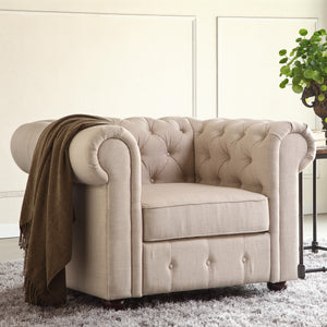 Berkeley Traditional Chesterfield Roll Arm Upholstered Armchair