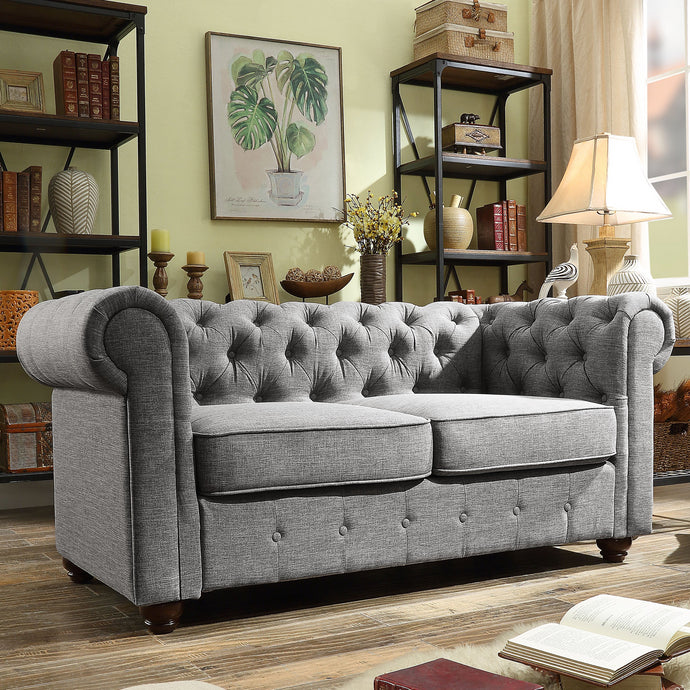 Berkeley Traditional Chesterfield Roll Arm Upholstered Loveseat