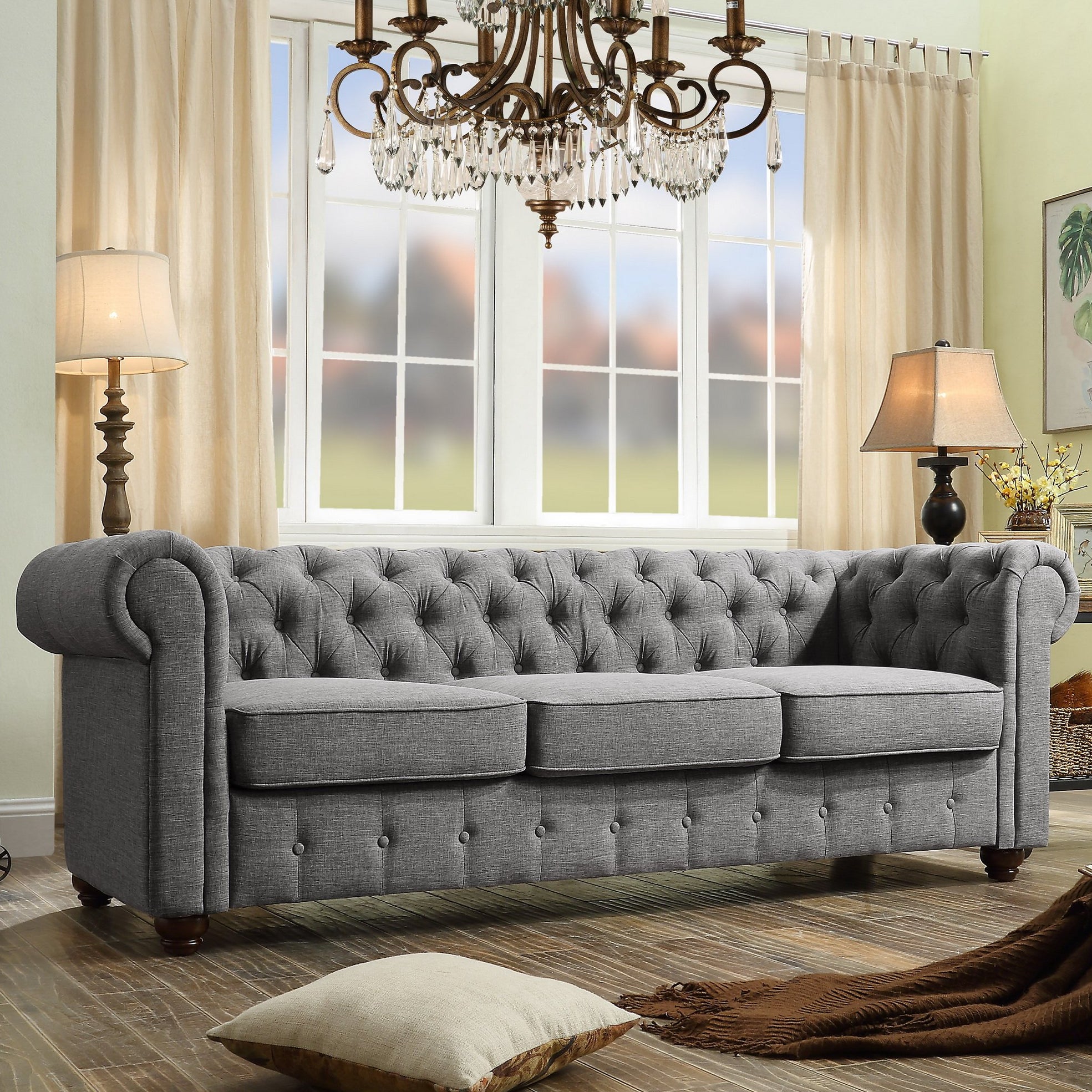Berkeley Traditional Chesterfield Roll Arm Upholstered Sofa Millbury Home
