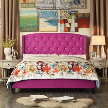 Load image into Gallery viewer, Harvey Nailhead Upholstered Wingback  with Crystal Tufting Panel Bed