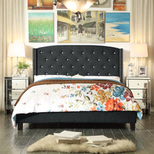 Load image into Gallery viewer, Harvey Nailhead Upholstered Wingback  with Crystal Tufting Panel Bed